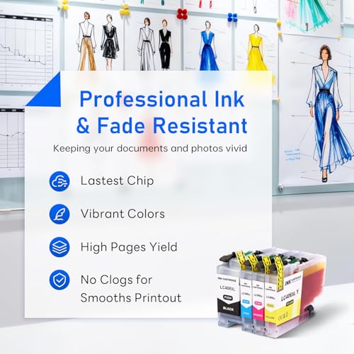 Image of LC406XL Ink Cartridges Replacement for LC 406XL LC406 XL for Brother MFC-J5855DW MFC-J6555DW MFC-J4535DW MFC-J4335DW MFC-J6955DW MFC-J4345DW MFC-J5955DW Printer(with Chip, 4 Pack)