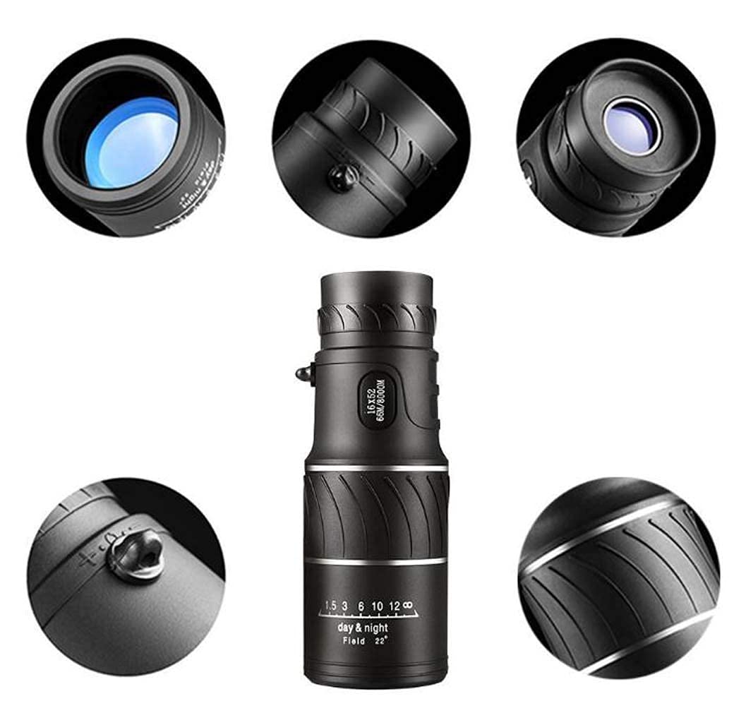 Telescopio/Monoculare 16X52 ad Alte Prestazioni, Supporto visivo Telescopio per Fotocamera per Cellulare per Birdwatching, Caccia, Campeggio/Codice Merce: WXJ-510