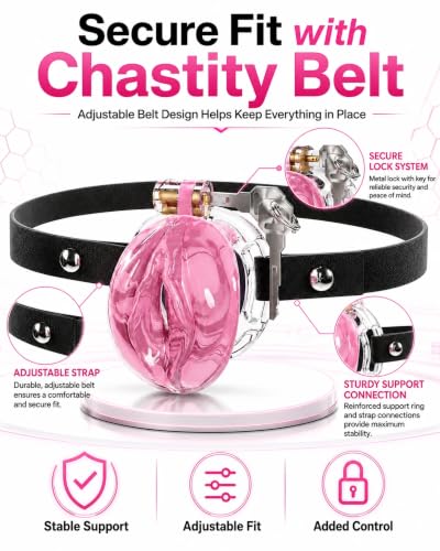 Image of Flat Chastity Cage Sissy Silicone Soft Realistic Vagina (See-Through Pink) | DINGYAN Vulva Soft TPE Material Micro Chastity Device Breathable Penis Cock Cage Invisible Anti Erection BDSM Slave Training