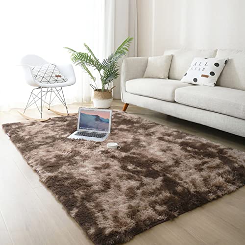 「Tuokus」ラグ カーペット ラグマット フランネルラグ 洗えるラグ 4畳5畳6畳7畳 ふわっと手触り優しい シャギーラグ 滑り止め 絨毯カーペット おしゃれ (ブラウン 120*160cm約1.2畳)