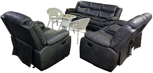 SMTE 6 Seat Recliner Sofa Chair Lounge Suite - Grey with keychain