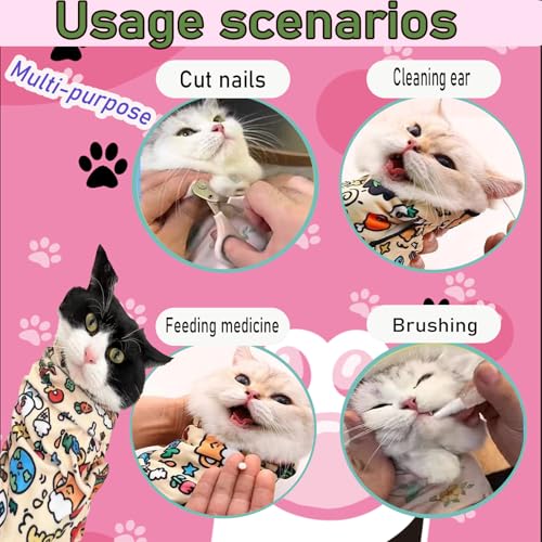 Image of Cat Wrap for Cutting Nails, Cat Restraint Wrap for Nail Clipping and Grooming，Self-Adherent, Anti-Bite, Anti-Scratch，Cat Swaddle Wrap for Calming & Holding Cat (L (within11.1lbs))
