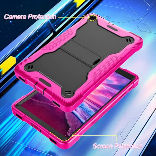 Fingic BC-T386-05-FBA Samsung Galaxy Tab A 10.1 2019 Case(Sm-T510/T515/T517)Heavy Duty High-Impact Hybrid Shockproof Slim Soft Silicone Rugged Hard Pc Bumper Anti-Scratch Stand Protective Tablet Case,Black+Rose Red thumb #3