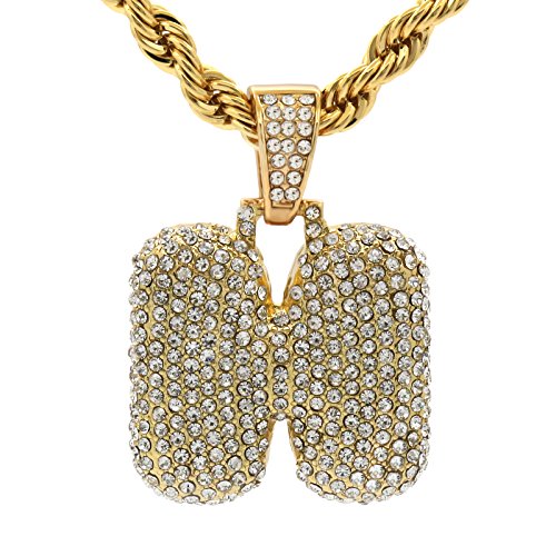 Bijou hip hop unisexe chaîne 61cm initiale H le cadeau d'anniversaire