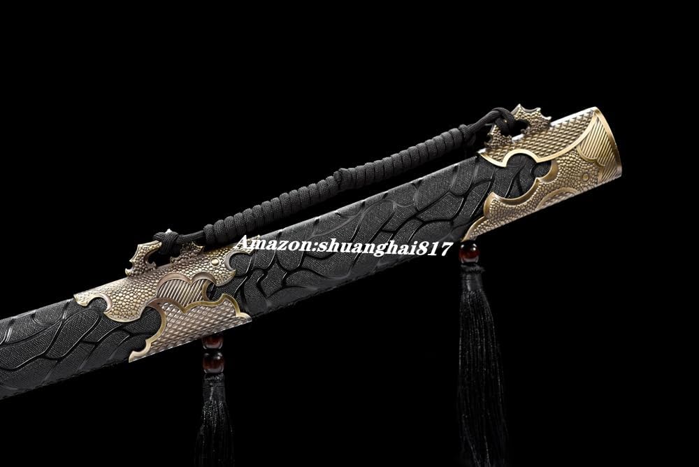 Dragon Theme Kungfu Broadsword Sword Katana Wushu Miao Dao High Manganese Steel Blade Sharp Outdoors Battle Knife Chinese Saber