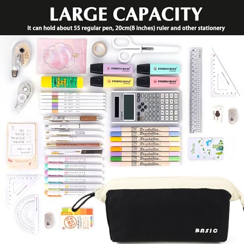 Image of MAMUNU Large Pencil Case Wide Opening - Big Capacity Pencil Pouch for Girls Boys - Portable Stationery Pen Bag for School Office College Teens Students Adults, Black