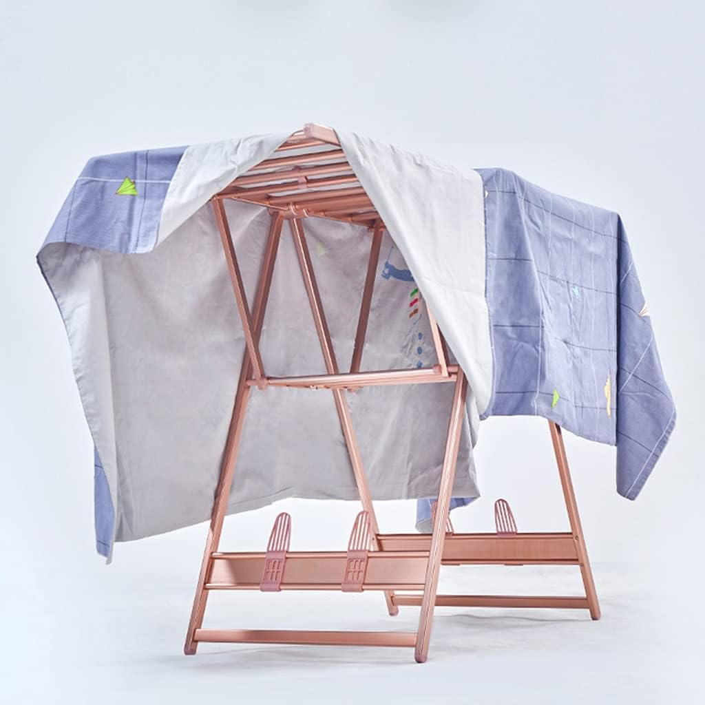 Aluminum Alloy Clothes Drying Hanger Floor Folding Rack Indoor Balcony Home Quilt