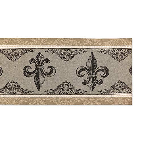 DII Tabletop Kitchen Collection, Cotton, Fleur De Lis Stripe, Reversible Table Runner, 14x72, Reversible Table Runner, 14x72" - Image 2