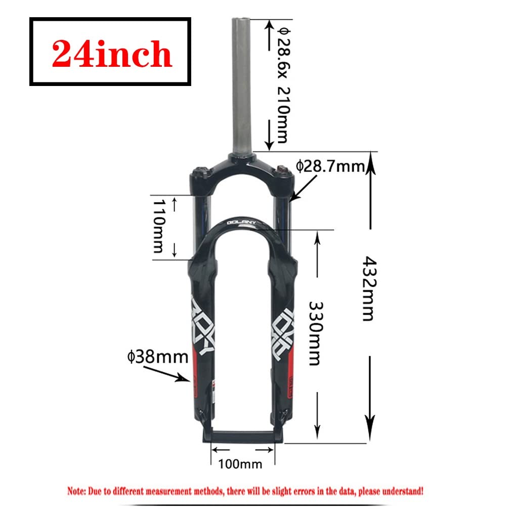 Fourche Avant de VTT 24 Pouces, Suspension mécanique en Alliage d'aluminium, Tube Droit 1 1/8", Commande Manuelle, Blocage Rapide 9 mm, Accessoires de vélo, Frein à Disque