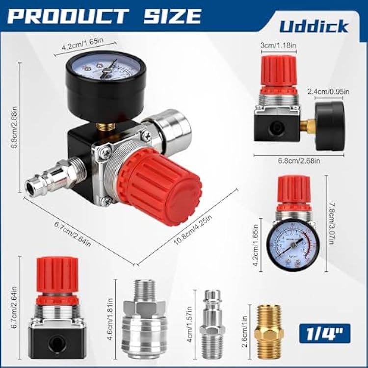 Air Compressor Pressure Regulator 1/4 Pneumatic Expansion Valve, Pressure Control Valve With 180psi 12bar Connection (Three-way valve)