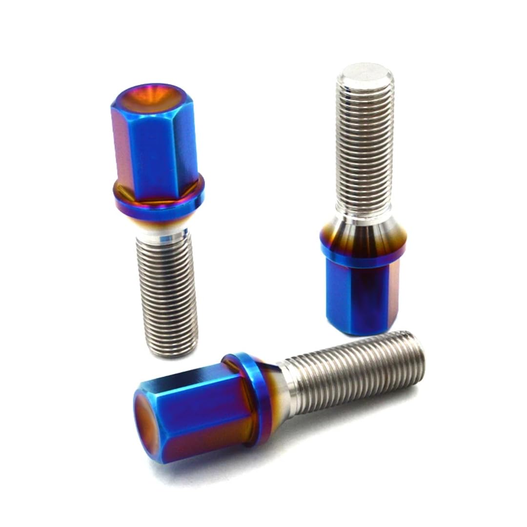 Śruby do Kół dla BMW, dla Mini, Dłuższa śruba koła z łbem sześciokątnym i stożkowym gniazdem 17 mm, tytanowa, M14x1,25