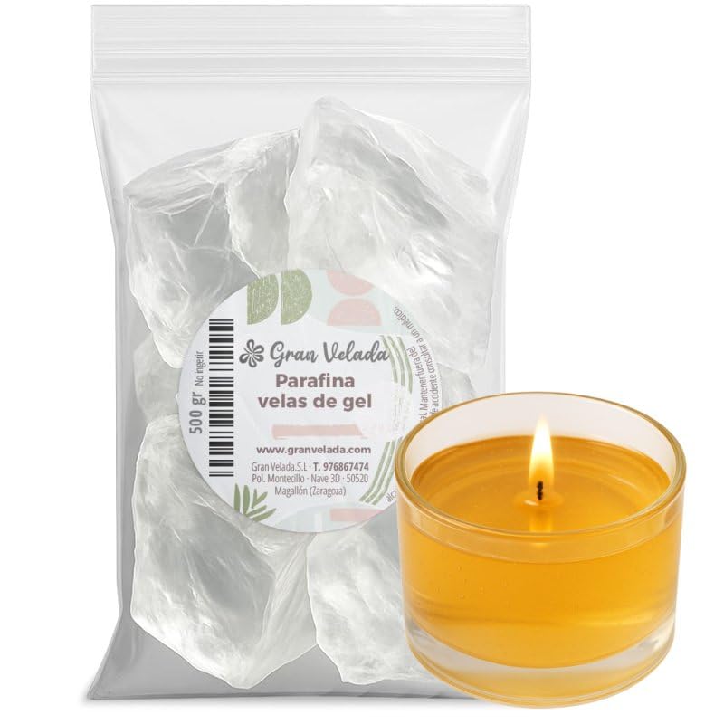 Gran Velada – Cera en Gel para Velas Transparente 500 g | Cera de Parafina en Gel con Textura Translúcida y Flexible | Ideal para Velas Decorativas Caseras con Efecto Cristal