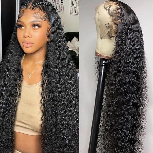 26 Inch Deep Wave Lace Front Wigs - Human Hair Wigs for Women - 13x6 HD Lace Front Wigs - 200 Density Deep Curly Lace Frontal Wigs - Pre Plucked with Baby Hair