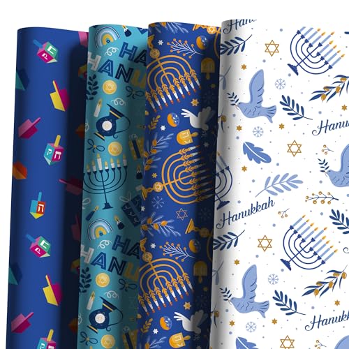 OHOME Hanukkah Wrapping Paper - Jumbo Sheets - Hanukkah Decorations