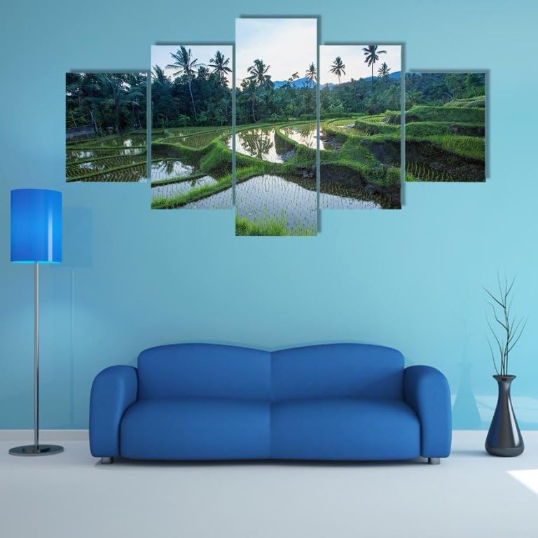 Genérico 5 Piezas Pósteres de Diseño Murales Terrazas De Arroz En Bali Decoración de pared Imagen Mural Imprimir imágenes Arte Póster para Sala de Estar (Sin marco)