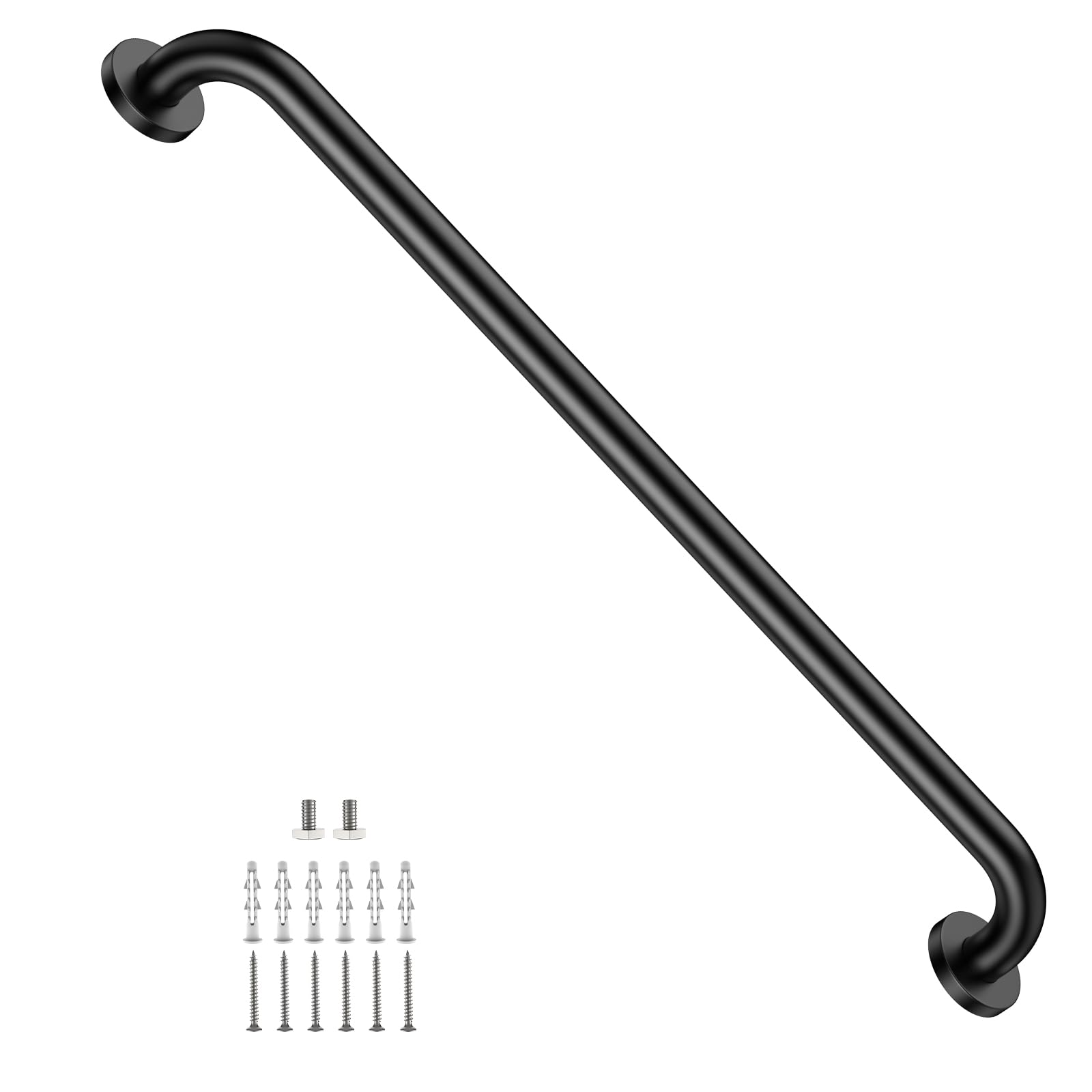 ZUEXT SUS304 - Barra de agarre de ducha de 32 pulgadas, mango de acero inoxidable negro para baño, barra de equilibrio de ducha, soporte de pasamanos de seguridad, mango de baño de asistencia para