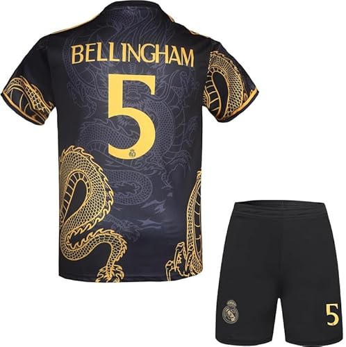 YSGTZY R. Madrid Bellingham #5 Special Gold Dragon Edition Football Soccer Jersey/Shorts Socks Gift Set Youth Sizes (Black, 28) - Image 2