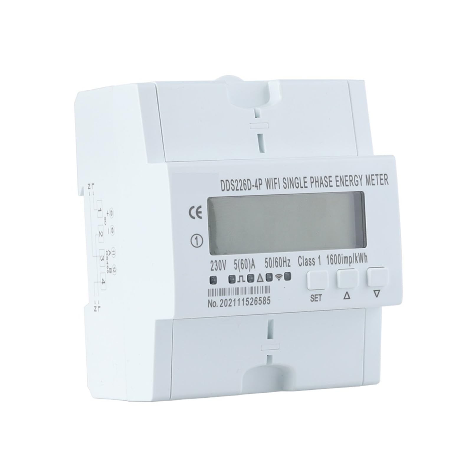 Monitoraggio Dell'Energia del Contatore Intelligen WiFi Smart Series 50/60Hz Contatore di Energia Monofase/Trifase Timer Consumo Energetico Monitor Contatore KWh Wattmetro(DDS226D-4P WiFi 60A)