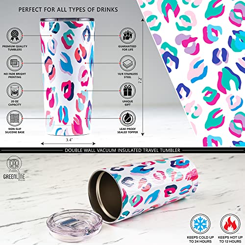 Greenline Goods Animal Insulated Coffee Tumbler - 20 Oz Metal Drink Cup With Slide Top Lid - Non Slip Silicone Base - Boho Stainless Steel Water Bottle Coffee Travel Mug #TOP4