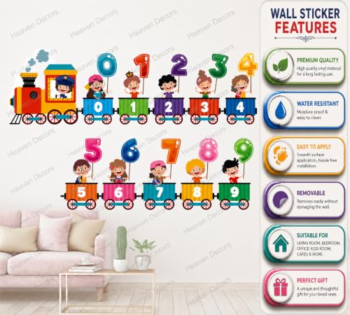 Image of Stickers Kids Wall Sticker 123 Number for Children WallSticker (Ideal Size on Wall: 170 cm x 28 cm),Multicolour, Large