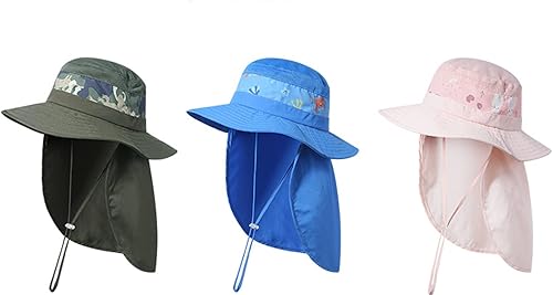 Miniatura 6 de icolor Sombreros de sol para niños UPF 50+ sombrero de protección solar con solapa para el cuello, ala grande, playa, pesca, juego, gorra para niños
