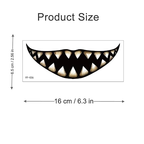 Miniatura 7 de Calcomanías de tatuaje temporal de Halloween, 10 hojas de broma de Halloween, payaso gótico, boca de terror, calcomanías de tatuaje falso para