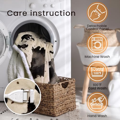 Image of Heated Blanket Throw Blanket - Fast Heating Electric Blanket, Soft Flannel Heated Throw with 4 Time Settings,10 Heating Settings, Warm Gifts for Women & Mom & Grandma