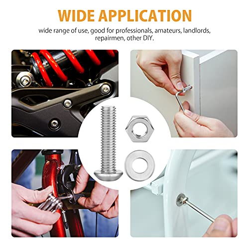Vigrue 1/4-20 5/16-18 3/8-16 Button Head Cap Screw, Vigrue 197Pcs Sae 12 Sizes Hex Cap Bolts Flat Washers Nuts Assortment Kit Machine Screws Set thumb #5