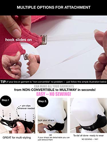 (No Sew No Slip) Clear Bra Straps, Adjustable, Strong Support by Pin Straps4