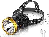 Wiederaufladbare Stirnlampe Led Super Bright HeadLamps für Erwachsene Wasserdichte Kopftaschenlampen für Outdoor Bergbau Camping(Kein Bewegungssensor)