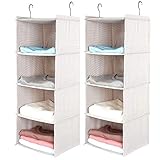 Kleiderschrank organizer aus Baumwollstoff mit 4 Fächern und 2 Haken(30*30*80cm): Einfach über die Kleiderstange hängen, ist ein kleiner hängeregal Kleiderschrank, ist ein guter Helfer für Geschäftsreisen, Reisen und zu Hause.