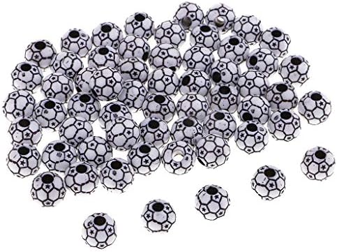 Amazon 約60個 ビーズ 12mm カラービーズ ボールビーズ サッカーボール 円型 樹脂 手芸用品 黒 白 ビーズ ストーン 通販