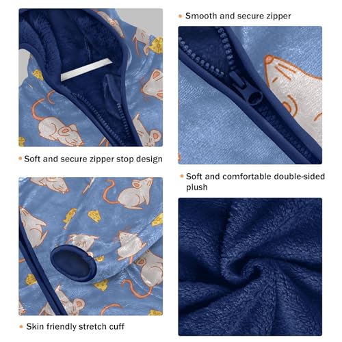 Mouse Mice Cheese Toddler Fleece Jacket Baby Boys Hooded Zipper Long Sleeve Thick Warm Outerwear 3-10 Years3