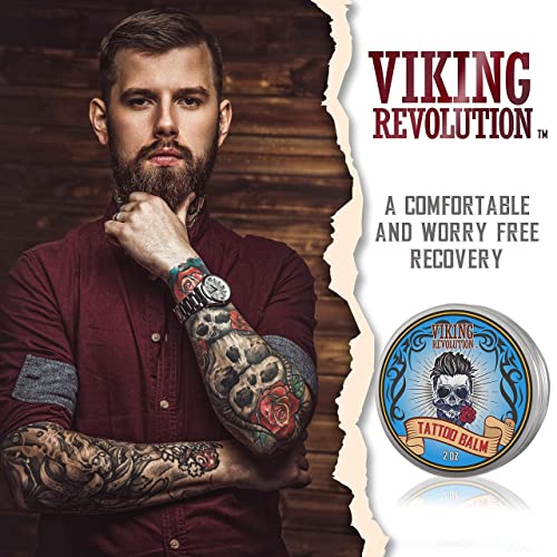 Viking Revolution Tattoo Care Balm for Before, During & Post Tattoo – Safe, Natural Tattoo Aftercare Cream – Moisturizing Lotion to Promote Skin Healing (1 Pack)