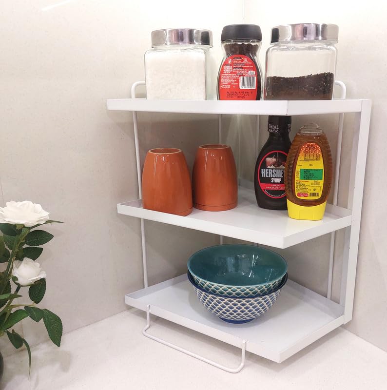 appeasy 3-Tier Kitchen Corner Shelf Rack, Multishelf Storage Stand for Kitchen, Bathroom, Standing Shelf, Spice and Dish Rack Space Saving Organiser (White)-Size: 26 x 26 x 40 cm offers donot miss appeasy 3-Tier Kitchen Corner Shelf Rack, Multishelf Storage Stand for Kitchen, Bathroom, Standing Shelf, Spice and Dish Rack Space Saving Organiser (White)-Size: 26 x 26 x 40 cm offers donot miss