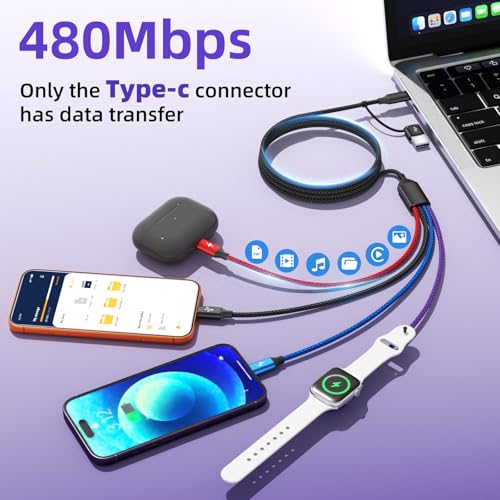 Image of Multi Charging Cable with iWatch Charger, 2 Pack 5FT Travel Essentials
