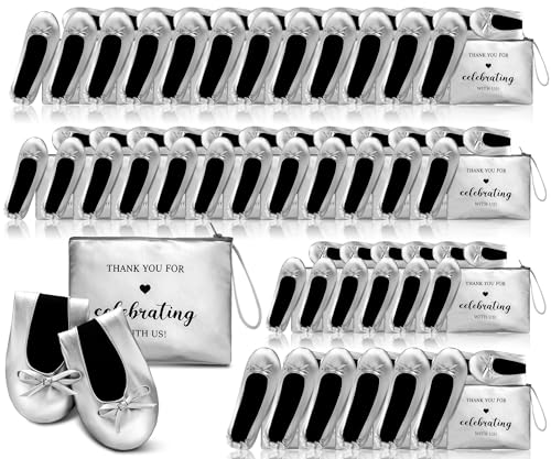 Image of Cuffbow Wedding Foldable Flats Dancing Shoes Bulk Women's Roll up Ballet Flats Wedding Party Slippers for Bridesmaids Guests
