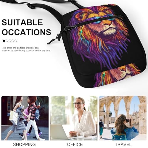 Rasta Lion with Glasses Women's Cute Small Mini Crossbody Bag Top Zip Sling Square Shoulder Bags4