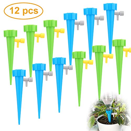 Sporgo Irrigazione Goccia Automatica,12 PCS Sistema di Irrigazione Automatica Delle Piante Regolabile con Interruttore Della Valvola di Controllo,Set per l’Irrigazione a Goccia per Interni Esterni