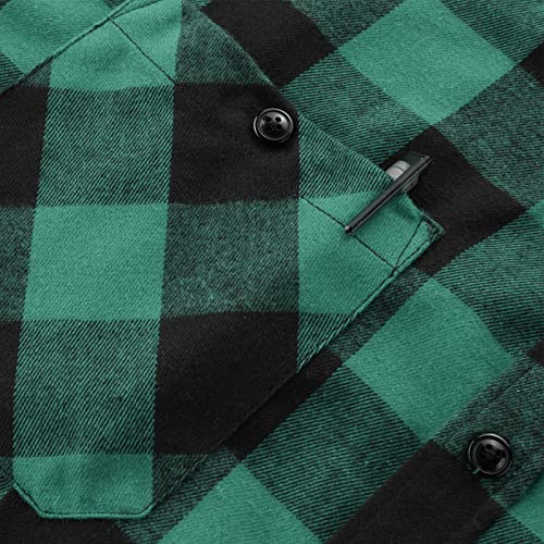 Image of SCODI Mens Flannel Hoodie Shirt Casual Button Down Plaid Long Sleeve Shirts | Machine Wash, Business, Vacation, Office, Party, Daily, Outdoor, Vintage, Classic, Stylish, Adjustable Cuffs, with Pocket