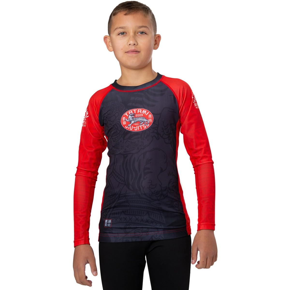 Tatami Fightwear Kid's Takedown Tiger Eco Tech Recycled Rashguard - XL - Black