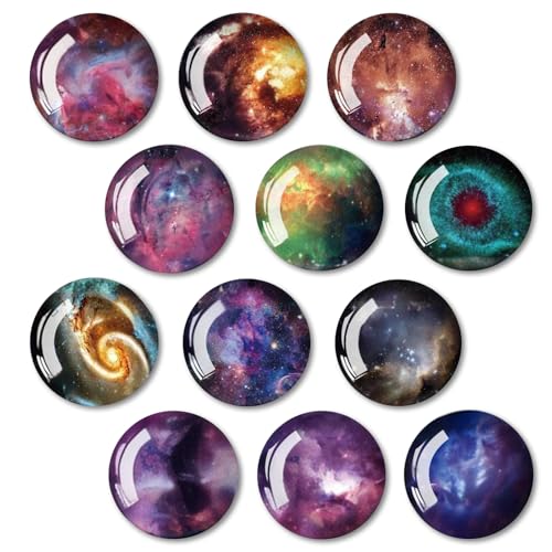 Risipu Milky Way - Imanes para nevera, 12 piezas de cristal coloridos para nevera, adecuados para pizarras blancas magnéticas, pizarrones, cocina y regalos para niños
