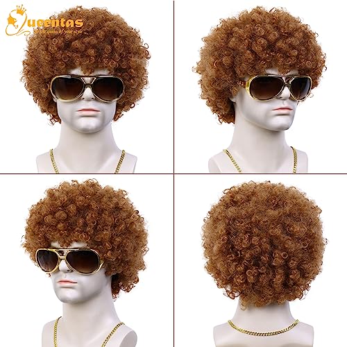 QUEENTAS Afro Wig for Men Blonde Curly Hair 70s 80s Fancy Dress Cosplay Halloween Wig for Theme Party Funny Coutume Daily Use - Image 2