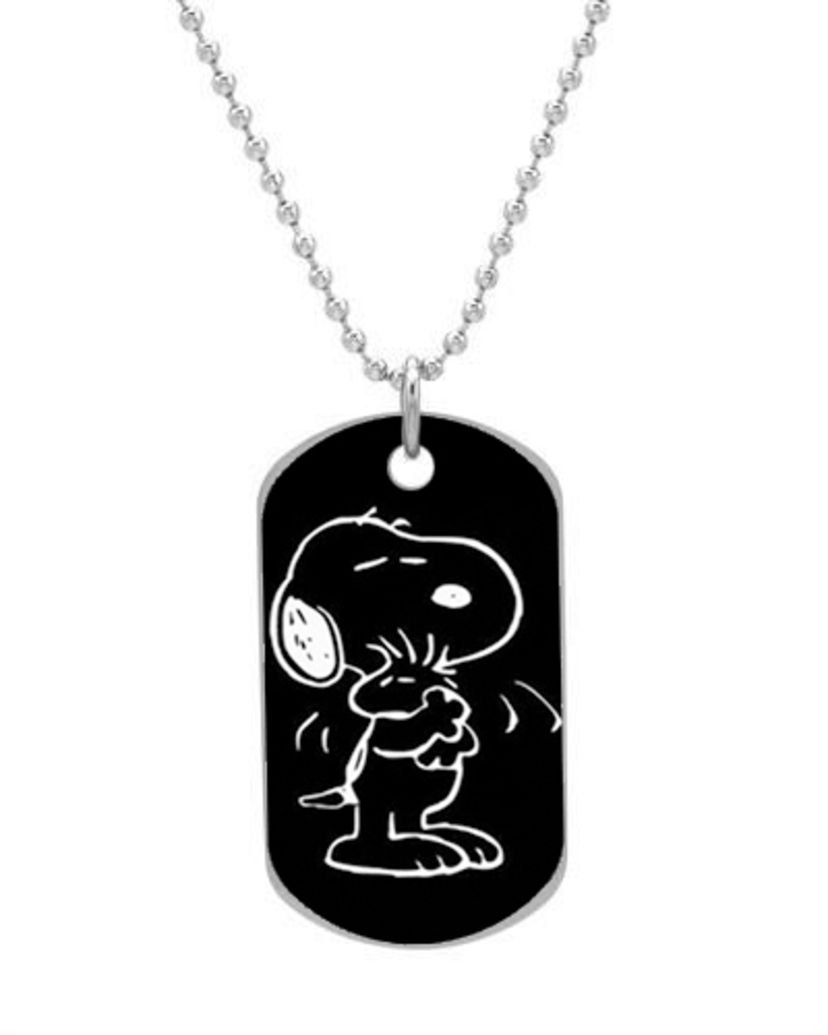 Snoopy Dog Peanut Comic Customized Dog Tag Pet Tags Dogtag (One Side) Size:1.2X2X0.1 inches Necklace Charm Unique Gift