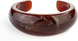 WOWORAMA Acrylic Resin Cuff Bracelet for Women Colorful Acrylic Dome Open Bangles Beige Tortoise Brown Chunky Mottled Acetate Resin Bracelets Jewelry