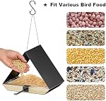 HOSUN Black Sturdy Metal Roof Bird Feeder - Durable Outdoor Hanging, Easy to Clean, Metal Mesh Ventilated, Bird Watching Gift & Garden Decor for Cardinals, Bluebirds & Wild Birds | Durable Outdoor,For Backyard,Easy to Clean,Mesh Ventilated, Bird Watc
