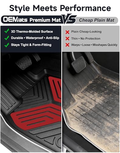 Image of Premium Color TPE Floor Mats 6-PCS for Tesla Model Y Juniper 2025 2026 | Racing Red Wing Design | Car Mat Full Set Front & Rear | All-Weather Protection, Pet & Child-Friendly Accessories