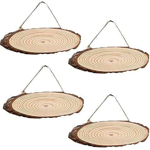 Sertay Holzscheiben,4 Stück Baumscheibe,Rindenscheibe,Unvollendete Holzkreise Cover