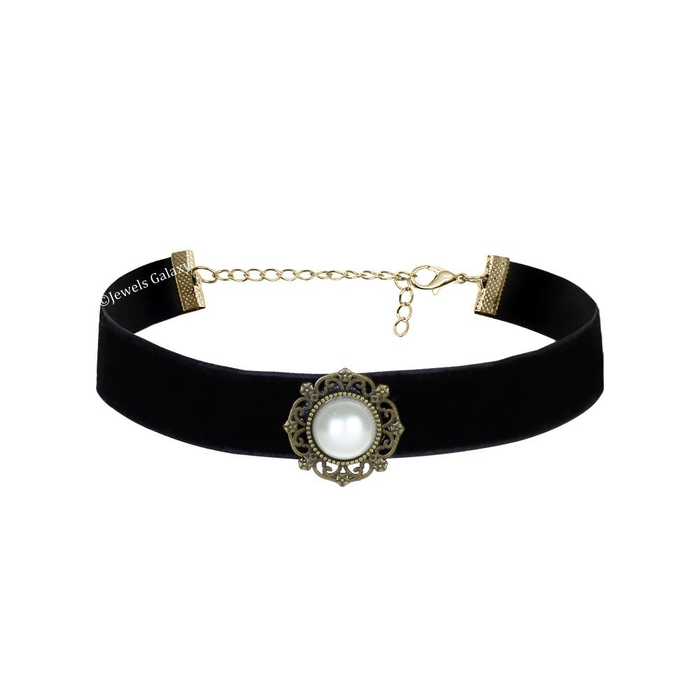 Jewels Galaxy Pearl Designer Black Coloured Chokar Necklace (JG-CKR-1111) (B01MQS8WJH) Amazon Price History, Amazon Price Tracker