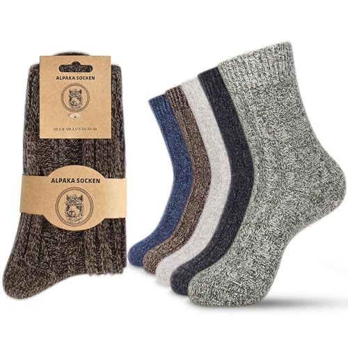 Jeasona Alpaca Wool Socks Women Hiking Socks Warm Winter Thick Gifts for Women Mom (US Numeric 5 8 Regular Regular Multicolored 1629A5)